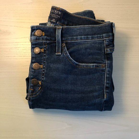 J. Crew Factory 10" High Rise Skinny Jean in Stretch with Raw Hem - Picture 2 of 7